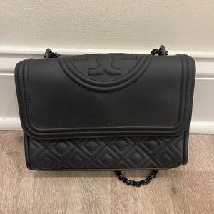 Tory Burch Fleming matte black convertible shoulder bag